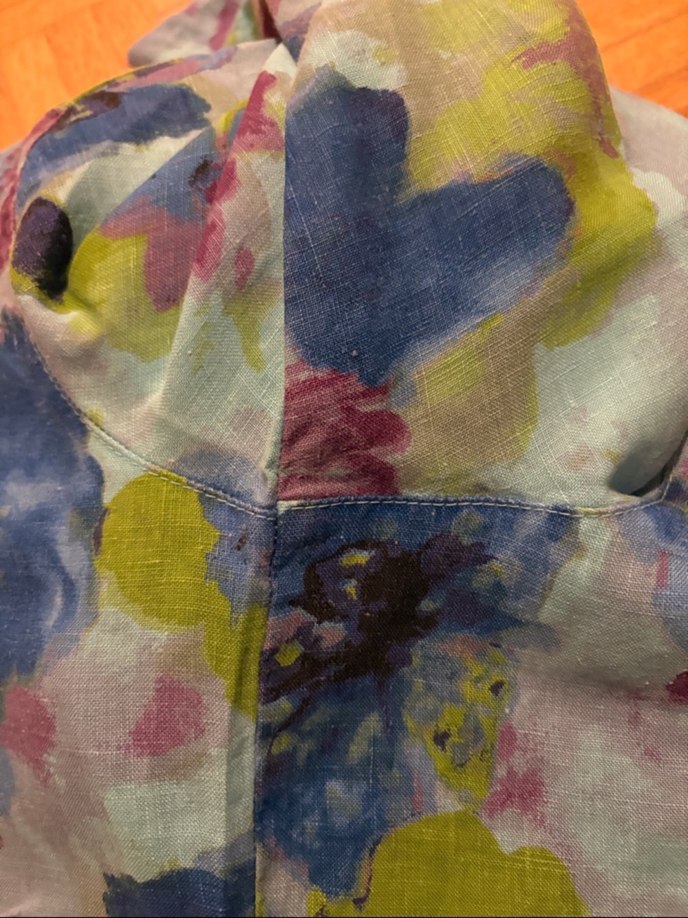 Click Floral Button-Up Sheer Blouse in Aqua, Blue, Green & Magenta - Picture 7 of 10